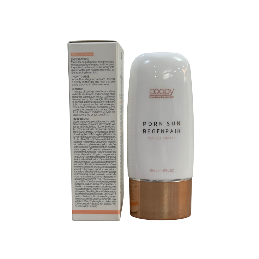 LIMITED EDITION! COOPY PDRN Sun Regenpair Hydrating Mineral Cream – SPF 50+ PA++++ – Sun Protection & Anti‑Aging Skincare – Korean Beauty Suncare – 50ml – Made in Korea