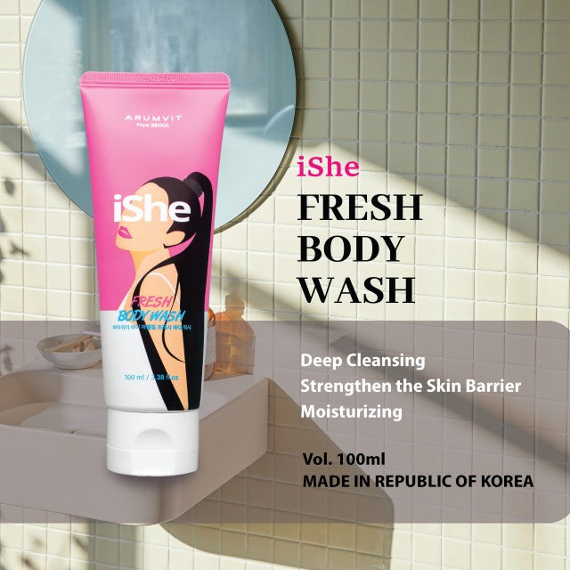 iShe Fresh Body Wash - 100ml Gentle Cleansing Formula for Soft & Smooth Skin
