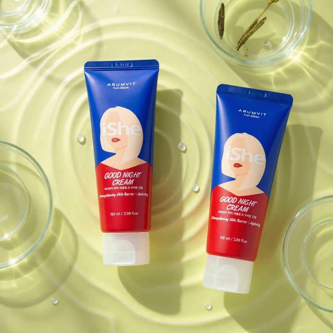 iShe Good Night Facial Cream - Hydrating Skin Barrier Strengthening Cream for Night Use 100mL