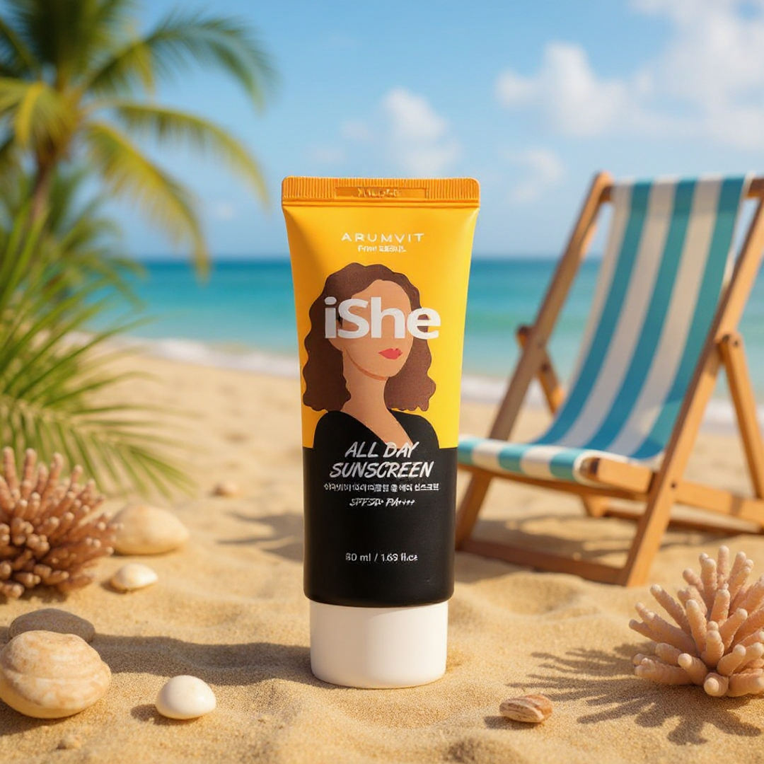 iShe All Day Sunscreen SPF 50+ PA++++ - Superior UV Protection for All Skin Types, 50ml
