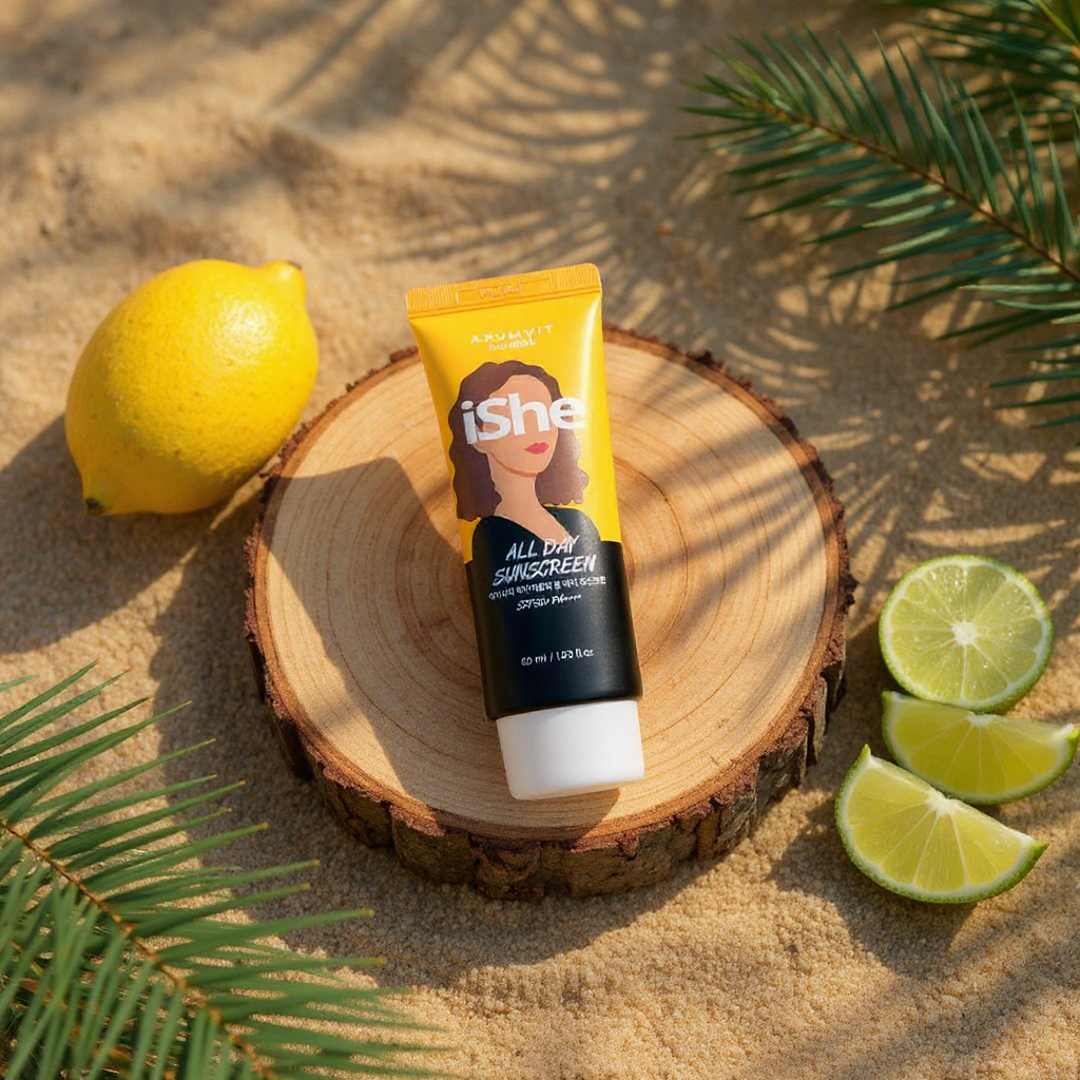 iShe All Day Sunscreen SPF 50+ PA++++ - Superior UV Protection for All Skin Types, 50ml