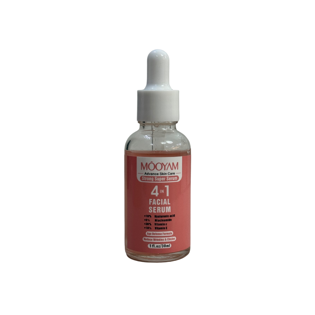 LIMITED EDITION! MOOYAM 4-in-1 Facial Serum – Anti-Aging Super Serum with 10% Hyaluronic Acid, 5% Niacinamide, 30% Vitamin C, 10% Vitamin E – Age Defense Formula – 30ml