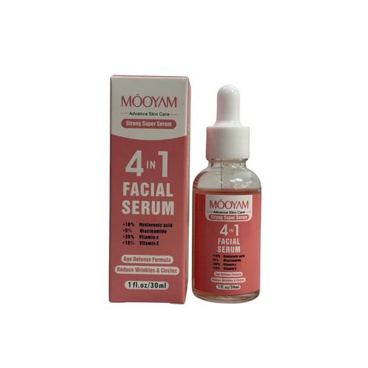 LIMITED EDITION! MOOYAM 4-in-1 Facial Serum – Anti-Aging Super Serum with 10% Hyaluronic Acid, 5% Niacinamide, 30% Vitamin C, 10% Vitamin E – Age Defense Formula – 30ml