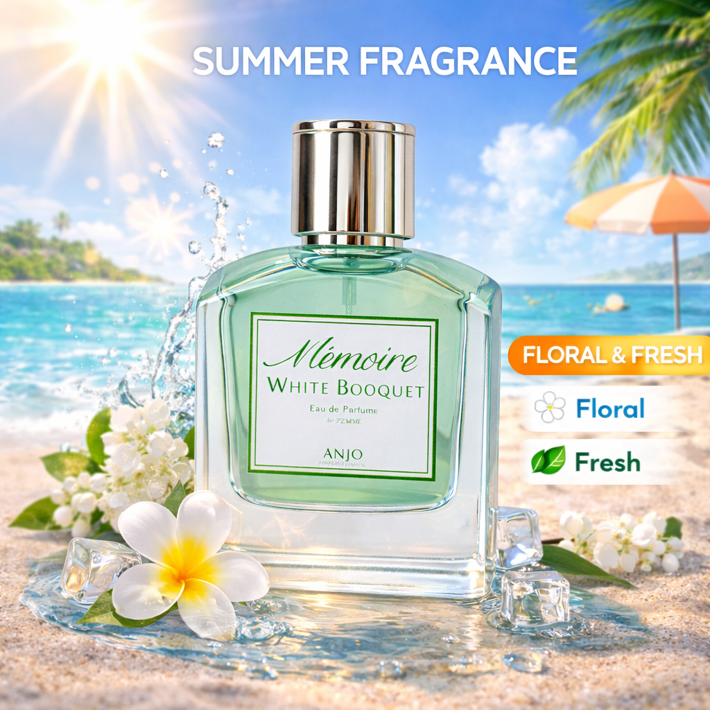 LIMITED EDITION! ANJO MEMOIRE WHITE BOUQUET Perfume – Eau De Parfum for Women – Elegant White Floral Fragrance – Perfume for Pure Femininity – Korean Beauty Perfume – Soft & Fresh Scent – 50ml – Made in Korea