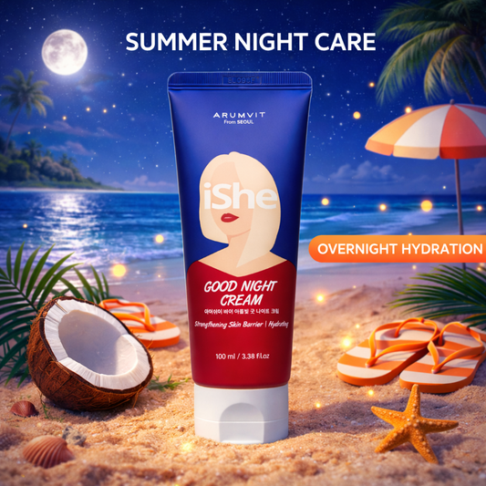 iShe Good Night Facial Cream - Hydrating Skin Barrier Strengthening Cream for Night Use 100mL